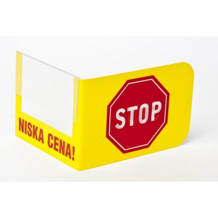 Stoper żółty z napisem „Stop” o wymiarach 160x60 mm