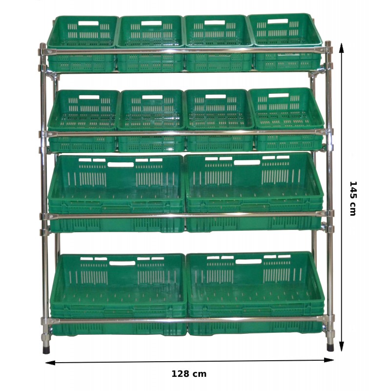 Regal - stojak rurkowy chromowany na warzywa i owoce 12-skrzynkowy [RRW-1280/12/DOR]