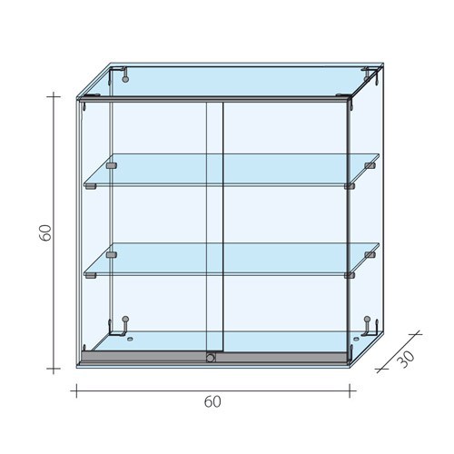 Gablota szklana z drzwiami o wymiarach 60x30x60 cm AL 12/M-D/ALB
