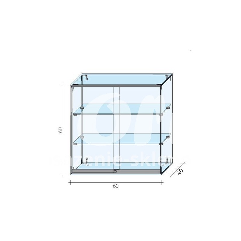 Gablota szklana z drzwiami [AL 13/M-D] o wymiarach 60x40x60 cm