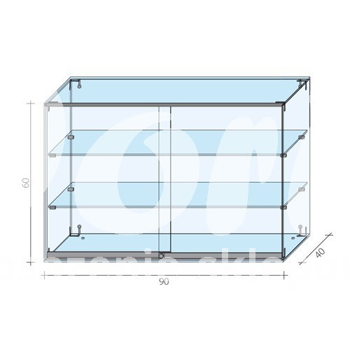 Gablota szklana z drzwiami o wymiarach 90x40x60 cm AL 13-D/ALB