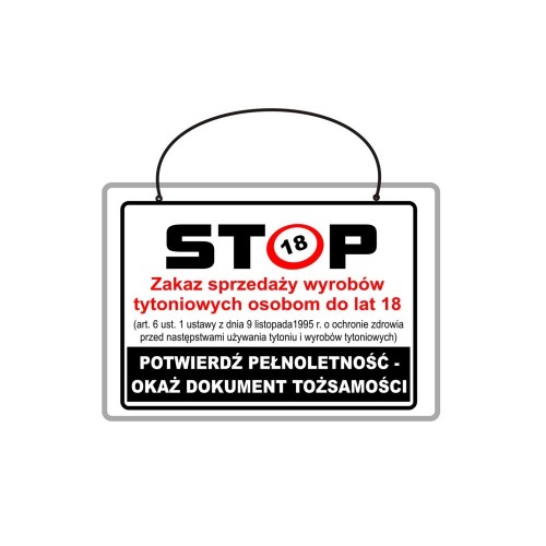 Tabliczka A4 laminowana z napisem Stop! Zakaz sprzedaży wyrobów tytoniowych TA0038